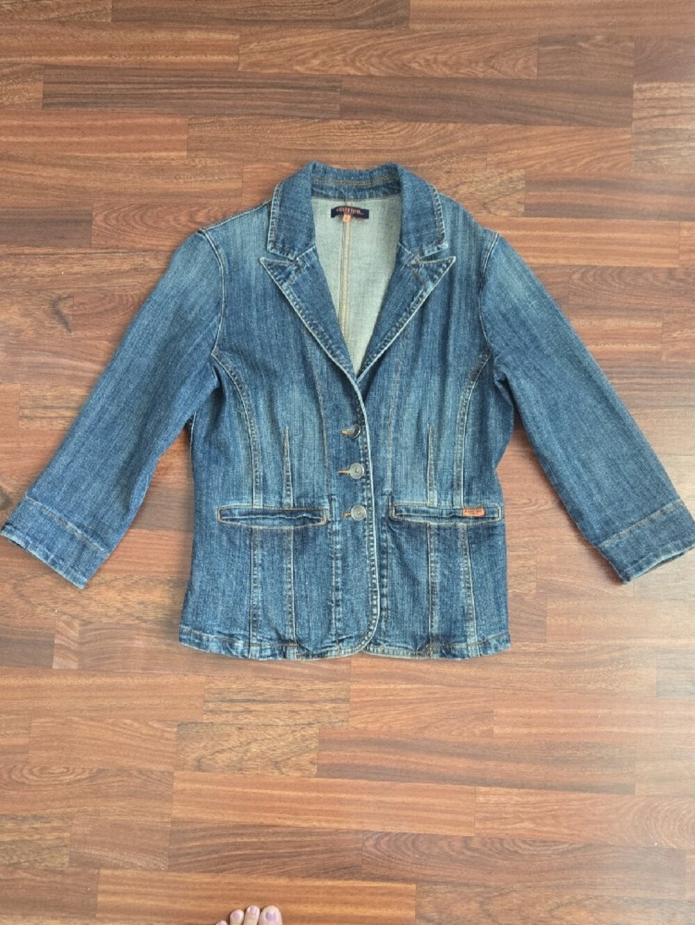 Vertigo Paris Medium Blue Denim Jacket with Orange Stitching